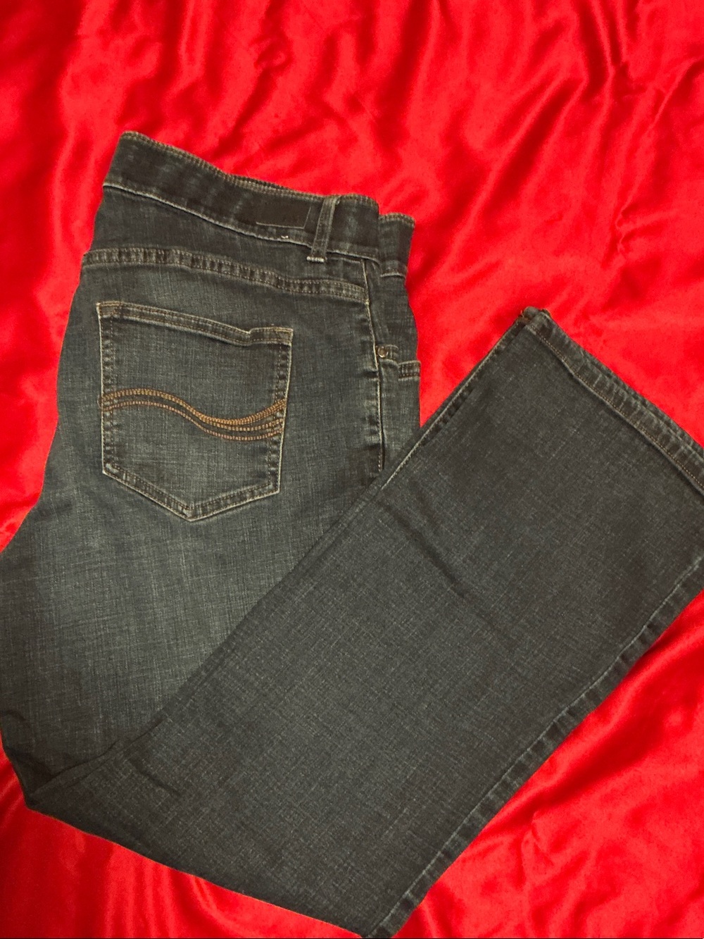 Lee Women's Straight Jeans in Dark wash with Contrast Stitching